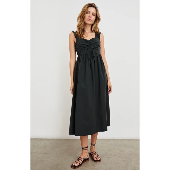 Rails Irisa Black Cotton Poplin Midi Dress - Size Small (New) - Picture 1 of 7